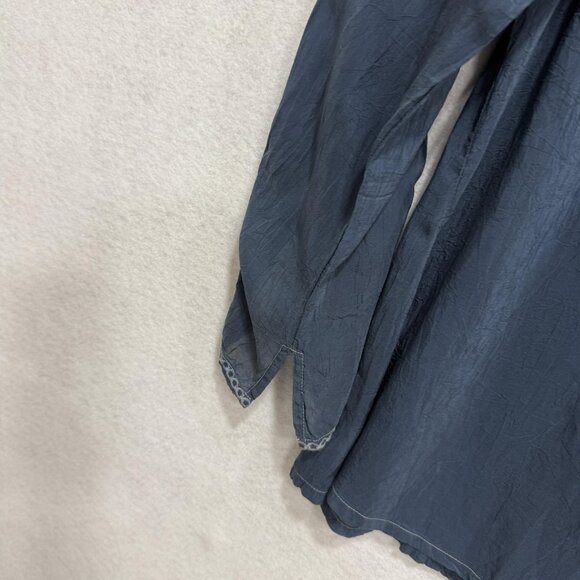 Johnny Was Tunic Shirt Womens Medium Blue Embroidered Floral Boho Peasant Top - Picture 14 of 15